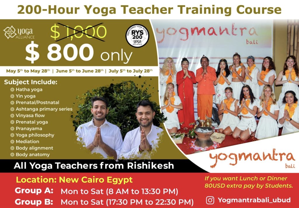 200 hour Yoga Teacher Training Course in Egypt 2023